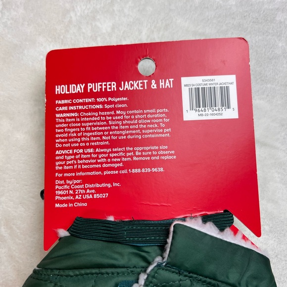 Merry and Bright Holiday Puffer jacket for small animals - Picture 5 of 6